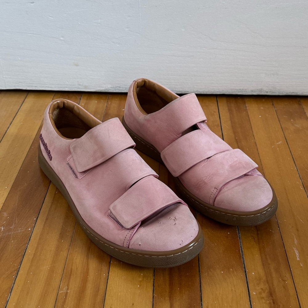 Acne Studios pink suede velcro sneakers